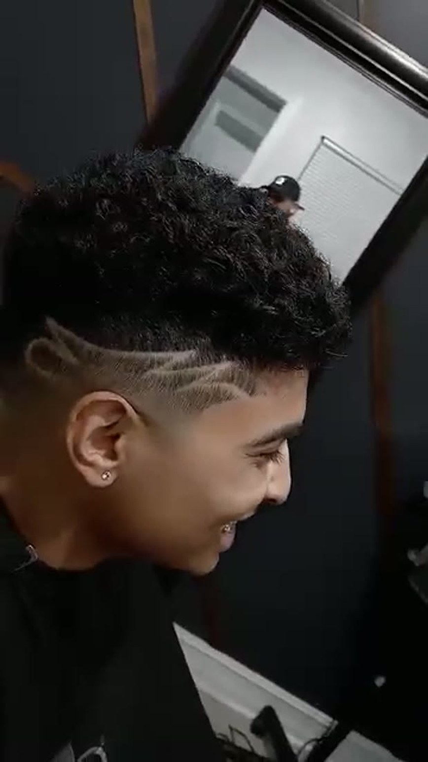 Textured fade with design line — Cape Coral barber